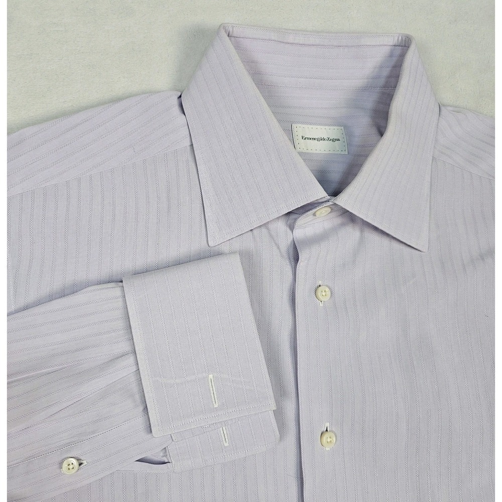 Ermenegildo Zegna XXXXX Couture Mens 16.5 35 42 Striped Dress Shirt French Cuff